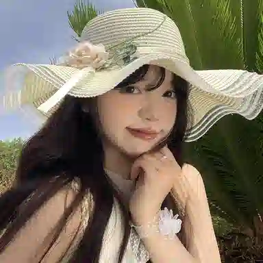 优幽兰 韩版波浪边花朵编织草帽女夏季法式海边度假太阳帽百搭时尚高级感大帽檐遮阳帽子 纤维素材料 防晒帽 女款