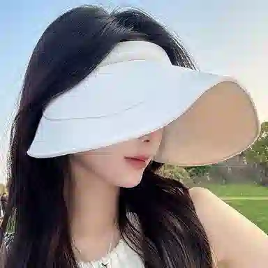 优幽兰 韩版防紫外线遮阳遮脸出游显脸小大帽檐贝壳透气舒适空顶可折叠蛋卷 聚酯纤维 防晒帽 女款