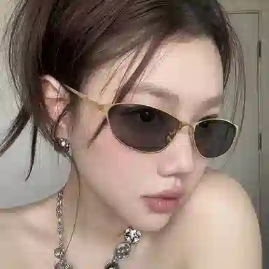 优幽兰 时尚潮流美式个性墨镜复古小框高级感防紫外线边框小脸街拍潮 金属 太阳眼镜 女款