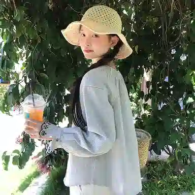 优幽兰 韩系氛围感小清新镂空草编帽子女时尚百搭简约高级感夏季出游度假防紫外线草帽海边沙滩拍照打卡遮阳帽潮 聚酯纤维 渔夫帽 女款