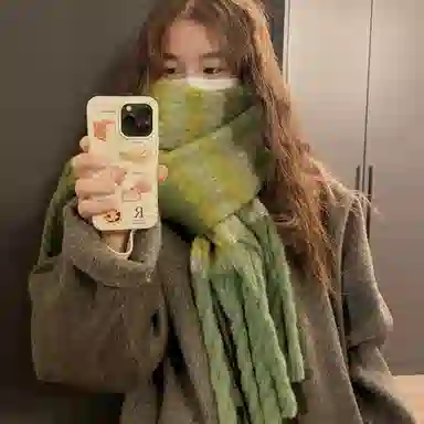 优幽兰 秋冬季纯色围脖百搭休闲时尚闺蜜防风防寒加厚保暖马海毛清新甜美穿搭 仿羊绒 绒线围巾 女款