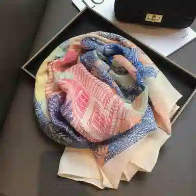 优幽兰 复古文艺百搭彩色亚麻两用丝巾大方巾时尚潮流个性设计感旅游拍照防晒遮阳棉麻围巾女空调房外搭 披肩 女款