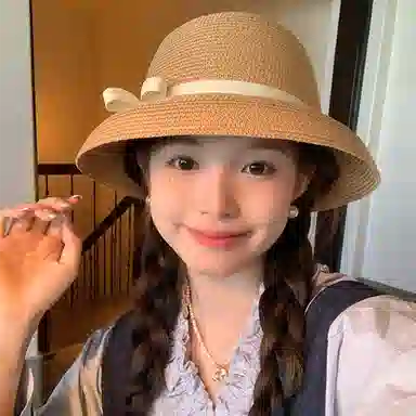 优幽兰 复古赫本风蝴蝶结礼帽时尚百搭夏季遮阳防晒帽气质优雅盆帽度假风海边显脸小草帽潮#好运 纤维素材料 渔夫帽 女款