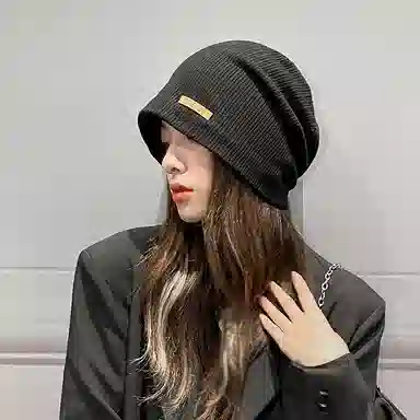 优幽兰 学生仿羊绒休闲韩版大头围显脸小纯色防风防寒针织加厚保暖高级感小众 绒线帽 男女同款情侣款