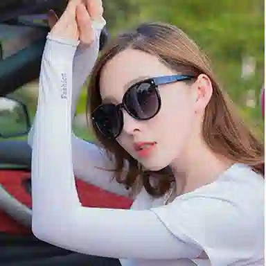 优幽兰 潮流纯色潮流运动风防紫外线漏指户外骑行运动遮阳 锦纶 氨纶 冰丝袖套护臂防晒手袖 男女同款情侣款