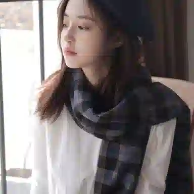 优幽兰 千鸟格 两用 护脖子 防风防寒保暖 高级感 绒线围巾 女款