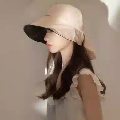 优幽兰 简约防紫外线气质优雅大头围显脸小日系小清新户外 聚酯纤维 防晒帽 女款