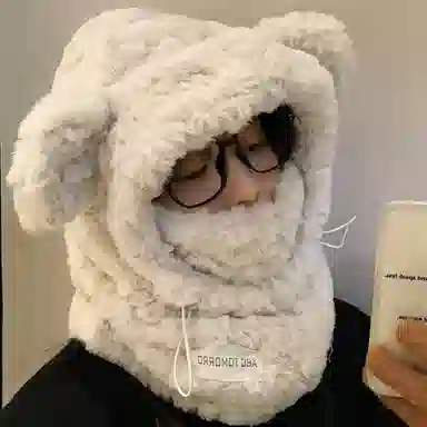 优幽兰 甜美可爱 韩版显脸小包头大头围设计感加厚防风防寒保暖护耳 聚酯纤维 绒线帽 女款