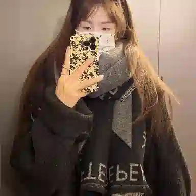 优幽兰 时尚百搭高级感字母小众设计感日系暗黑清冷风秋冬季加厚保暖学生韩系氛围感穿搭 绒线围巾 男女同款情侣款