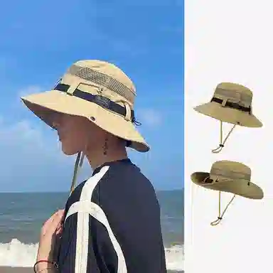 优幽兰 休闲百搭大帽檐西部牛仔风帽子户外登山旅游防紫外线遮阳帽学生时尚潮流遮脸太阳帽 锦纶 防晒帽 男款