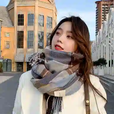 优幽兰 学生秋冬季圣诞简约潮流百搭时尚围脖加厚护脖子防风保暖简约休闲小众高级感闺蜜穿搭 绒线围巾披肩 男女同款情侣款