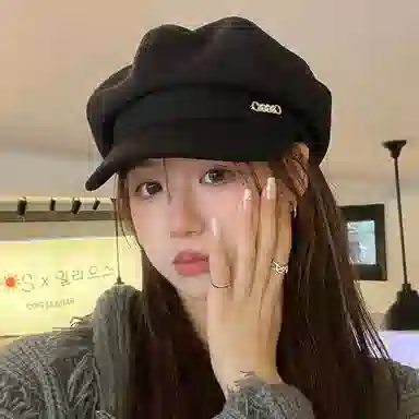 优幽兰 大脸显小韩版小众设计感复古简约大头围 棉涤 贝雷帽 女款