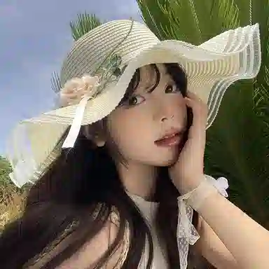 优幽兰 韩版波浪边花朵编织草帽女夏季法式海边度假太阳帽百搭时尚高级感大帽檐遮阳帽子 纤维素材料 防晒帽 女款