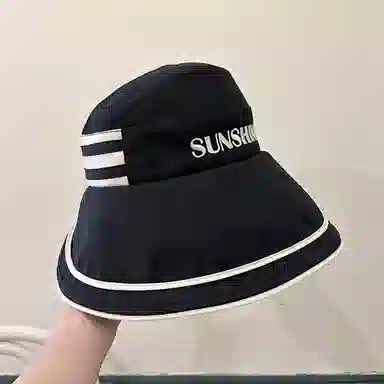 优幽兰 百搭时尚黑胶防紫外线大帽檐显脸小遮阳遮脸空顶太阳可扎马尾 棉 防晒帽 女款