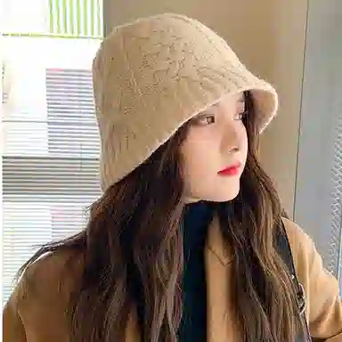 优幽兰 遮脸针织韩版显脸小钟形防风防寒保暖毛线护耳高级感小众穿搭日系温柔麻花 渔夫帽 女款