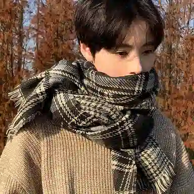 优幽兰 冬季百搭经典款针织围脖颈套加厚保暖休闲时尚防风防寒防冻护脖简约高级潮流穿搭 绒线围巾 男女同款情侣款