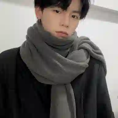 优幽兰 韩版显脸小针织纯色休闲学生加厚防风防寒保暖护脖子 绒线围巾 男款