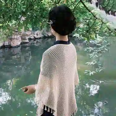 优幽兰 百搭简约高级感素雅时尚新中式旗袍外搭薄款文艺气质镂空日常可穿 粘纤 披肩 女款