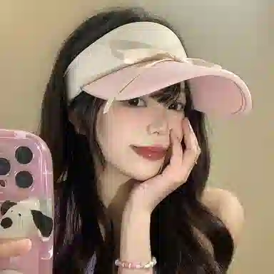 优幽兰 韩系蝴蝶结绑带空顶帽夏大帽檐芭蕾风复古运动风拼色遮阳帽防紫外线太阳帽子#好运 聚酯纤维 防晒帽 女款