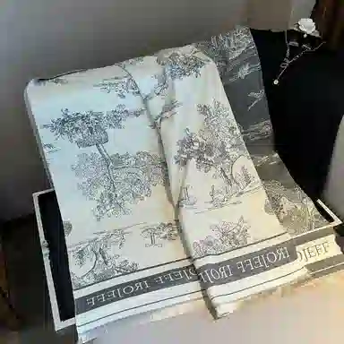 优幽兰 百搭高级感披肩韩版轻奢小众设计感水墨画国风围脖外搭两用复古氛围感上班通勤气质穿搭 仿羊绒 绒线围巾 女款