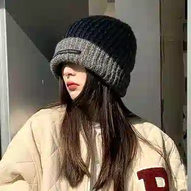 优幽兰 针织加厚大头围包头 防风防寒保暖护耳 小众高级感 绒线帽 男女同款情侣款