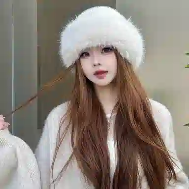 优幽兰 韩版氛围感显脸小蒙古帽百搭时尚秋冬季防寒东北保暖盆帽素颜遮脸高级感气质护耳毛绒帽 聚酯纤维 渔夫帽 女款