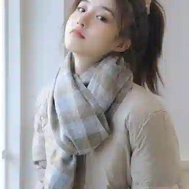 优幽兰 千鸟格 两用 护脖子 防风防寒保暖 高级感 绒线围巾 女款