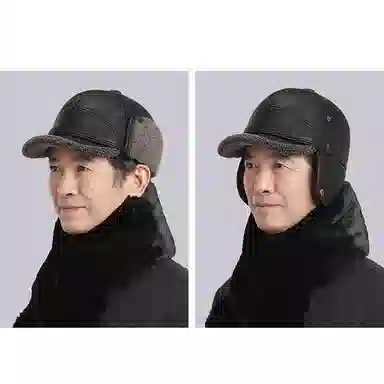 优幽兰 冬天防风防寒冷帽中老年人帽子休闲东北加绒加厚护耳棉帽 聚酯纤维 雷锋帽 男款