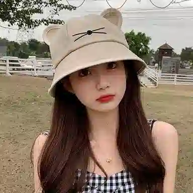 优幽兰渔夫帽高级感小众帽子猫咪百搭时尚包头帽学生韩版显脸小冷帽大头围设计感猫耳防风防寒保暖闺蜜甜美可爱穿搭