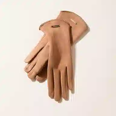 优幽兰 保暖可触屏纯色鹿皮绒防风防寒钓鱼开车骑车设计感小众高级感韩版闺蜜通勤穿搭保暖 绒线手套 女款