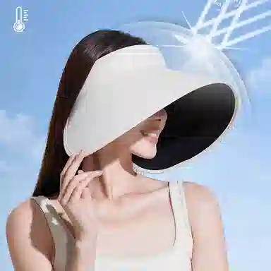 优幽兰 休闲百搭遮阳帽大檐户外黑胶空顶帽夏季韩系潮流防紫外线环绕式太阳帽显脸小 腈纶 防晒帽  女款