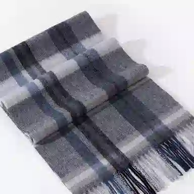 优幽兰 格子拼色 加厚保暖 防风防寒 绒线围巾 男款