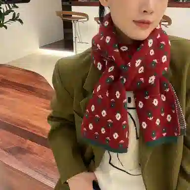 优幽兰 氛围感护脖子防风防寒保暖 绒线围巾 女款