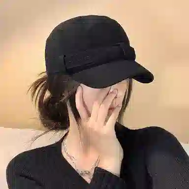 优幽兰 韩系氛围感宽帽檐大脸显脸小大头围遮阳帽女百搭小众简约高级感素颜遮脸太阳帽子潮 棉 防晒帽 女款