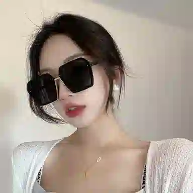 优幽兰 潮流小众休闲偏光开车驾驶专用街拍旅游防紫外线遮阳镜大框显脸小学生韩版 不规则形 太阳眼镜 男女同款情侣款