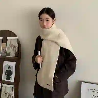 优幽兰 韩系文艺氛围感纯色针织加厚保暖女高中生秋冬季时尚百搭高级感防寒简约休闲潮流穿搭 绒线围巾 女款
