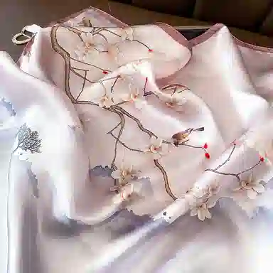 优幽兰 时尚百搭新中式高级感清新淡雅粉色真丝小方巾优雅气质四季通用小领巾护颈小围巾衬衫包包装饰多功能 丝巾 女款