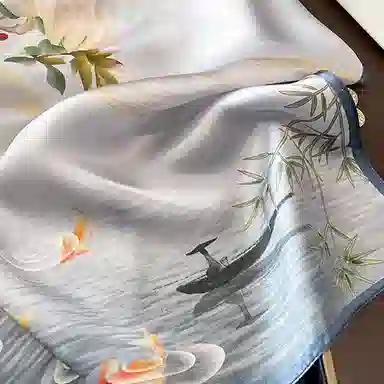 优幽兰 优雅时尚清新素雅真丝小方巾高级感新中式丝绸系脖小领巾春秋夏季薄围巾妈妈护颈围脖子 丝巾 女款