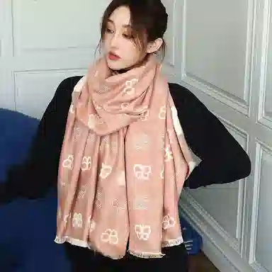 优幽兰 蝴蝶 两用护脖子防风防寒保暖简约休闲高级感 仿羊绒 绒线围巾 女款