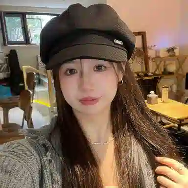 优幽兰 大脸显小韩版小众设计感复古简约大头围 棉涤 贝雷帽 女款