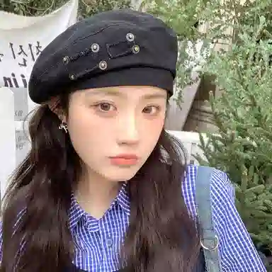 优幽兰 复古做旧水洗牛仔百搭大头围显脸小画家帽时尚潮流文艺风个性设计感帽子四季通用 棉 贝雷帽 女款