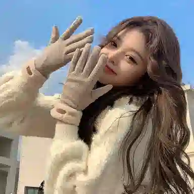 优幽兰 电动车分指 防滑耐磨  防风防寒加绒加厚棉 旅游开车骑车 钓鱼保暖小众韩版实用护手 绒线手套 女款