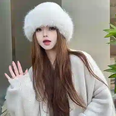 优幽兰 韩版氛围感显脸小蒙古帽百搭时尚秋冬季防寒东北保暖盆帽素颜遮脸高级感气质护耳毛绒帽 聚酯纤维 渔夫帽 女款