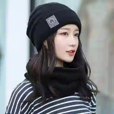 优幽兰 显脸小 一体针织 防风防寒加厚 保暖户外骑车 绒线帽 男女同款情侣款