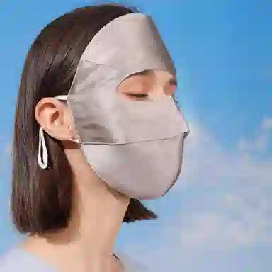 优幽兰 时尚百搭遮全脸户外防紫外线口罩高颜值纯色遮阳护眼角舒适透气脸基尼骑行防风 桑蚕丝 防晒面罩 女款