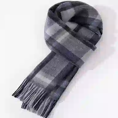 优幽兰 格子拼色 加厚保暖 防风防寒 绒线围巾 男款