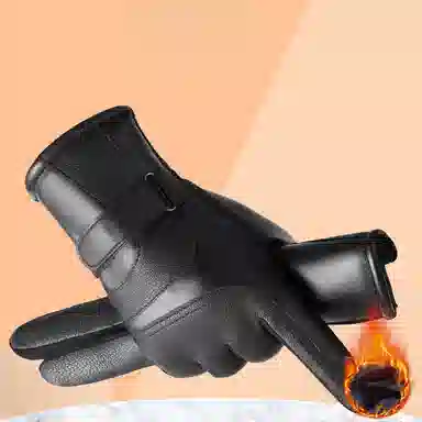 优幽兰 秋冬季可触屏百搭潮流加绒加厚骑车实用防水防滑耐磨钓鱼电动车出行保暖 绒线手套 男款