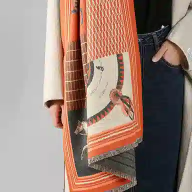 优幽兰 秋冬季百搭设计感旅行民族风 空调房办公室保暖外搭 两用实用大牌礼盒装 绒线围巾 女款