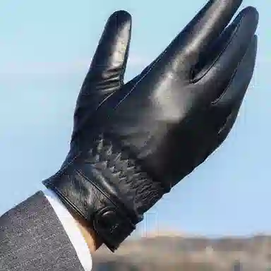 优幽兰 摩托车学生骑行真皮防风防寒东北加厚骑车分指五指滑雪保暖穿搭 实用通勤便携 手套 男款