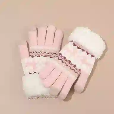 优幽兰 加绒加厚保暖骑行防风防寒可触屏针织户外运动设计感麋鹿分指 聚酯纤维 男女同款情侣款